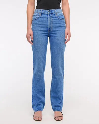 Abercrombie & Fitch Ultra High Rise 90s Straight Jean In Blue