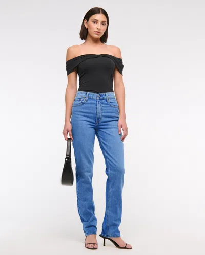 Abercrombie & Fitch Ultra High Rise 90s Straight Jean In Blue