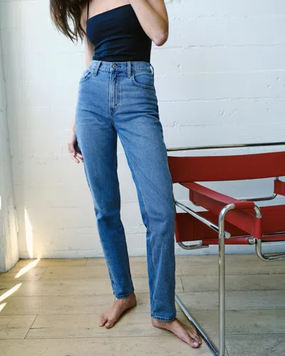 Abercrombie & Fitch Ultra High Rise 90s Straight Jean In Blue