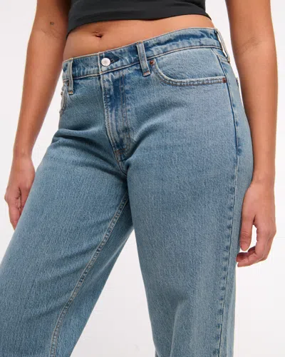 Abercrombie & Fitch Curve Love Low Rise Baggy Jean In Blue