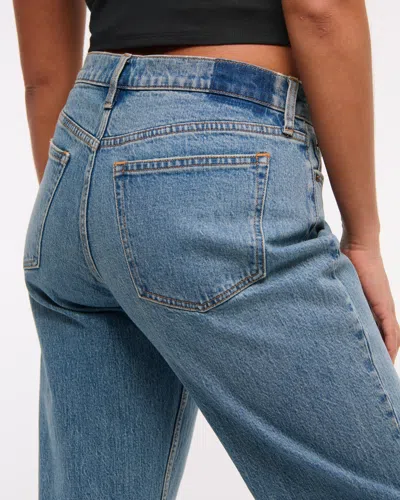 Abercrombie & Fitch Curve Love Low Rise Baggy Jean In Blue