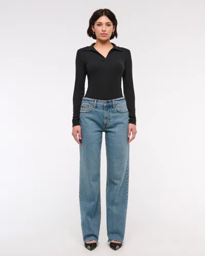 Abercrombie & Fitch Low Rise Baggy Jean In Blue