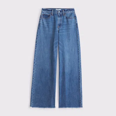 Abercrombie & Fitch High Rise Wide Leg Jean In Blue