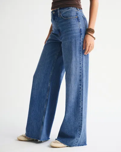 Abercrombie & Fitch High Rise Wide Leg Jean In Blue