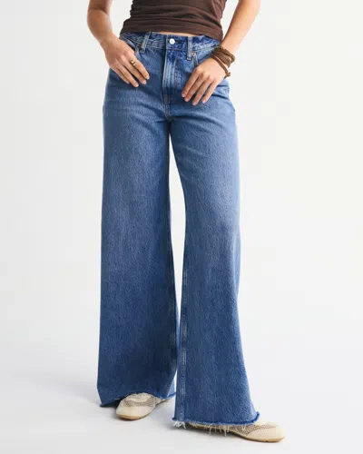 Abercrombie & Fitch High Rise Wide Leg Jean In Blue