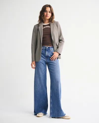 Abercrombie & Fitch High Rise Wide Leg Jean In Blue