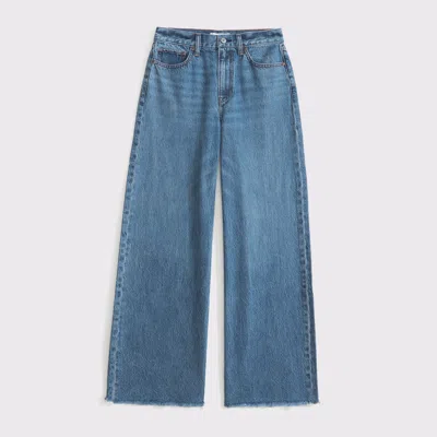 Abercrombie & Fitch Curve Love High Rise Wide Leg Jean In Blue