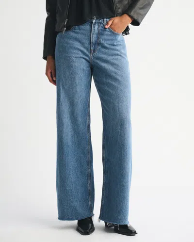 Abercrombie & Fitch Curve Love High Rise Wide Leg Jean In Blue