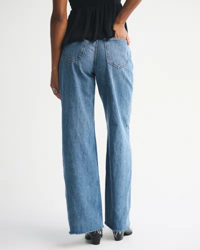 Abercrombie & Fitch Curve Love High Rise Wide Leg Jean In Blue