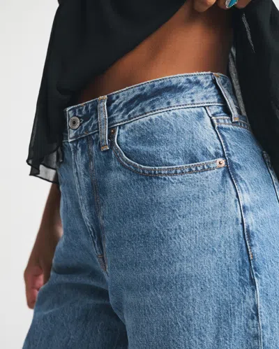 Abercrombie & Fitch Curve Love High Rise Wide Leg Jean In Blue