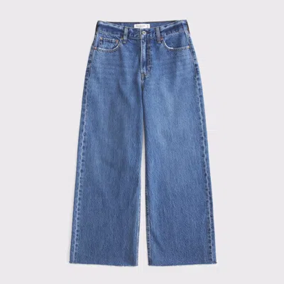 Abercrombie & Fitch Curve Love High Rise Cropped Wide Leg Jean In Blue