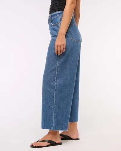 Abercrombie & Fitch Curve Love High Rise Cropped Wide Leg Jean In Blue