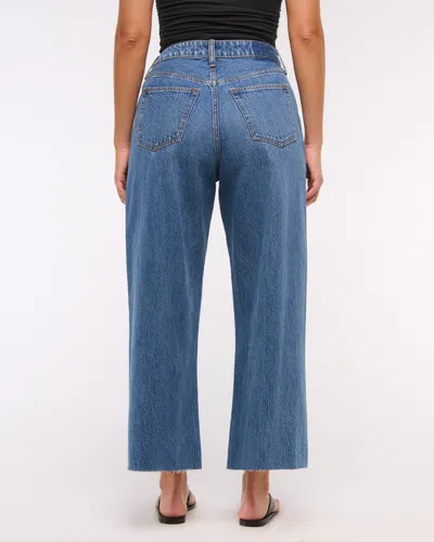 Abercrombie & Fitch Curve Love High Rise Cropped Wide Leg Jean In Blue