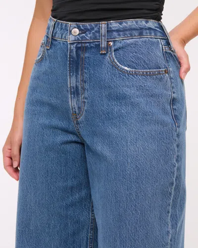 Abercrombie & Fitch Curve Love High Rise Cropped Wide Leg Jean In Blue