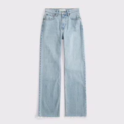 Abercrombie & Fitch High Rise 90s Relaxed Raw Hem Jean In Black