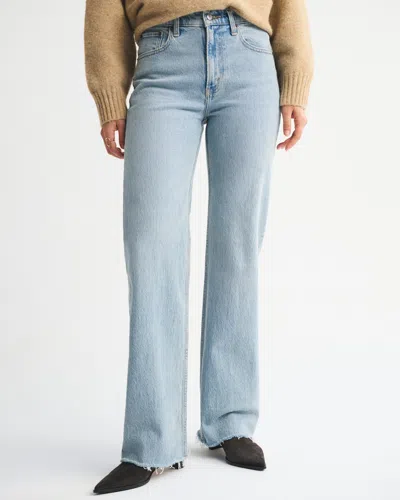 Abercrombie & Fitch High Rise 90s Relaxed Raw Hem Jean In Black