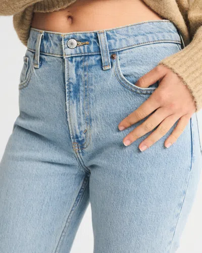 Abercrombie & Fitch High Rise 90s Relaxed Raw Hem Jean In Black