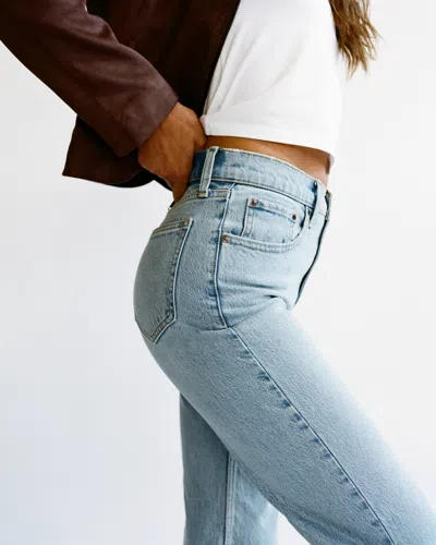 Abercrombie & Fitch High Rise 90s Relaxed Raw Hem Jean In Black