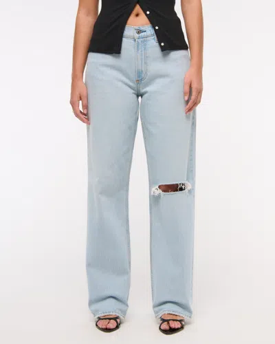 Abercrombie & Fitch Curve Love Low Rise Baggy Jean In Blue
