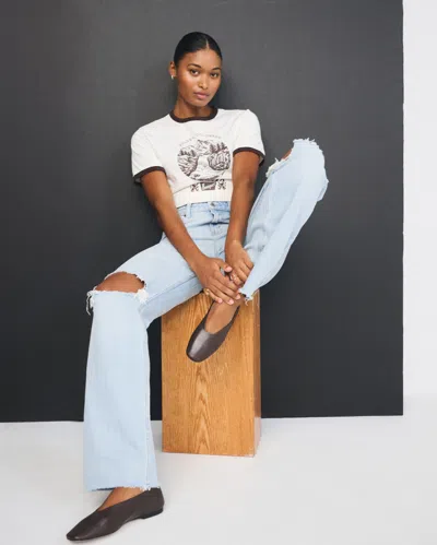 Abercrombie & Fitch Curve Love High Rise 90s Relaxed Raw Hem Destroy Jean In Blue