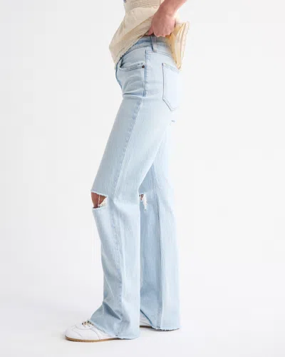 Abercrombie & Fitch High Rise 90s Relaxed Raw Hem Jean In Blue