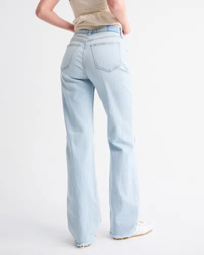 Abercrombie & Fitch High Rise 90s Relaxed Raw Hem Jean In Blue