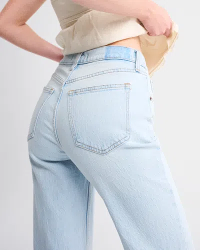 Abercrombie & Fitch High Rise 90s Relaxed Raw Hem Jean In Blue