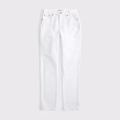 Abercrombie & Fitch Curve Love Mid Rise 90s Straight Jean In White
