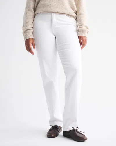 Abercrombie & Fitch Curve Love Mid Rise 90s Straight Jean In White