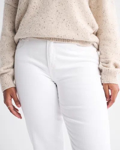 Abercrombie & Fitch Curve Love Mid Rise 90s Straight Jean In White