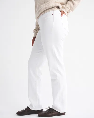 Abercrombie & Fitch Curve Love Mid Rise 90s Straight Jean In White