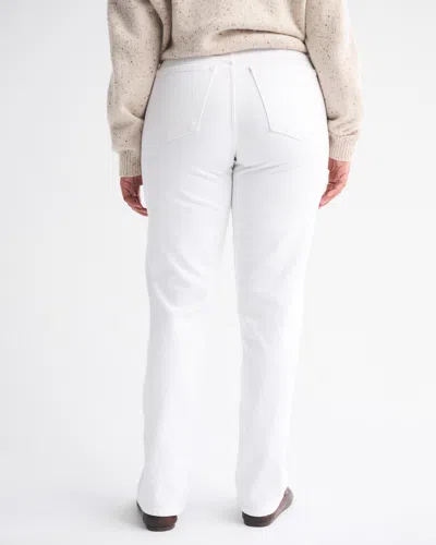 Abercrombie & Fitch Curve Love Mid Rise 90s Straight Jean In White