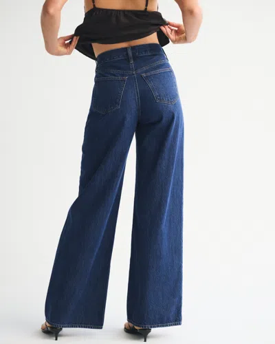 Abercrombie & Fitch High Rise Wide Leg Jean In Blue