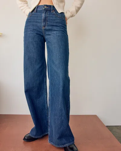 Abercrombie & Fitch High Rise Wide Leg Jean In Blue