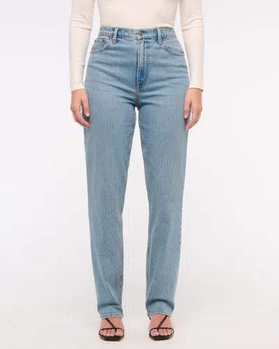 Abercrombie & Fitch Curve Love Ultra High Rise 90s Straight Jean In Blue