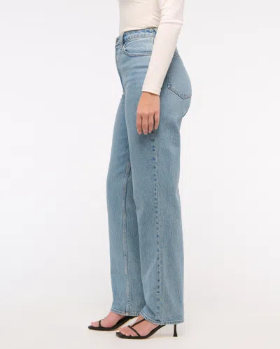 Abercrombie & Fitch Curve Love Ultra High Rise 90s Straight Jean In Blue