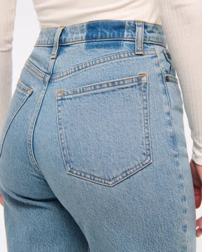Abercrombie & Fitch Curve Love Ultra High Rise 90s Straight Jean In Blue