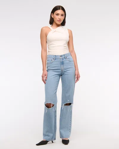 Abercrombie & Fitch High Rise Loose Jean In Blue