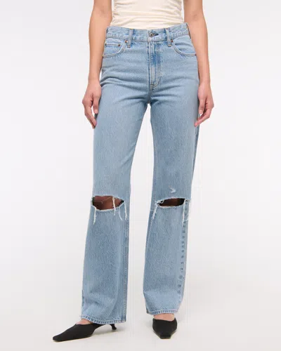 Abercrombie & Fitch High Rise Loose Jean In Blue