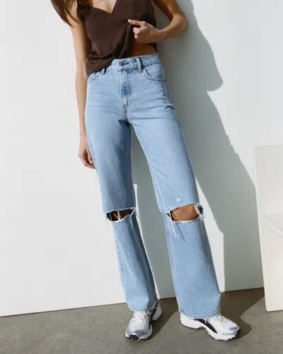 Abercrombie & Fitch High Rise Loose Jean In Blue