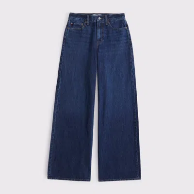 Abercrombie & Fitch Curve Love High Rise Wide Leg Jean In Blue