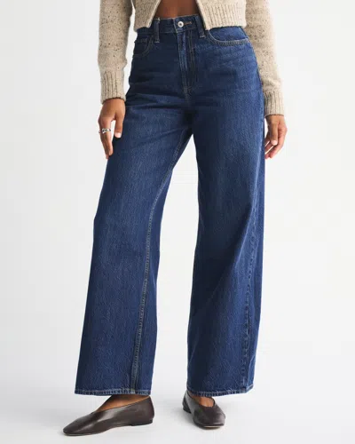 Abercrombie & Fitch Curve Love High Rise Wide Leg Jean In Blue