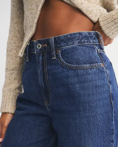 Abercrombie & Fitch Curve Love High Rise Wide Leg Jean In Blue