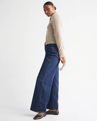 Abercrombie & Fitch Curve Love High Rise Wide Leg Jean In Blue