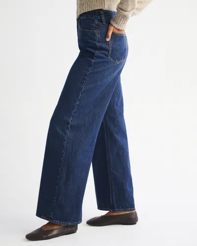 Abercrombie & Fitch Curve Love High Rise Wide Leg Jean In Blue