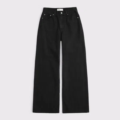 Abercrombie & Fitch Curve Love High Rise Wide Leg Jean In Black