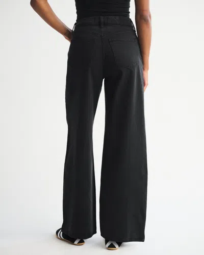 Abercrombie & Fitch Curve Love High Rise Wide Leg Jean In Black
