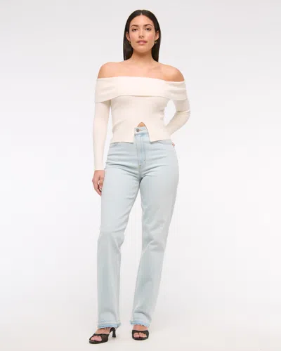 Abercrombie & Fitch Curve Love Ultra High Rise 90s Straight Jean In Neutral