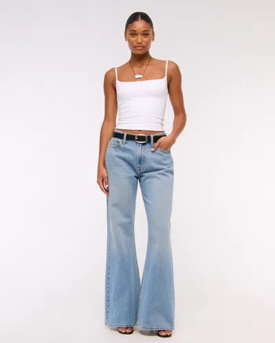 Abercrombie & Fitch Curve Love Mid Rise Baggy Bootcut Jean In Blue