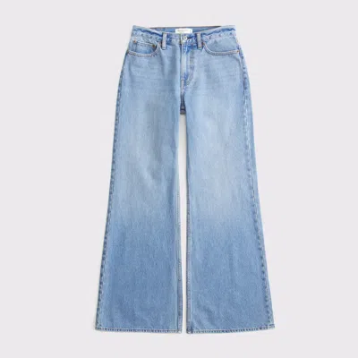 Abercrombie & Fitch Curve Love Mid Rise Baggy Bootcut Jean In Blue